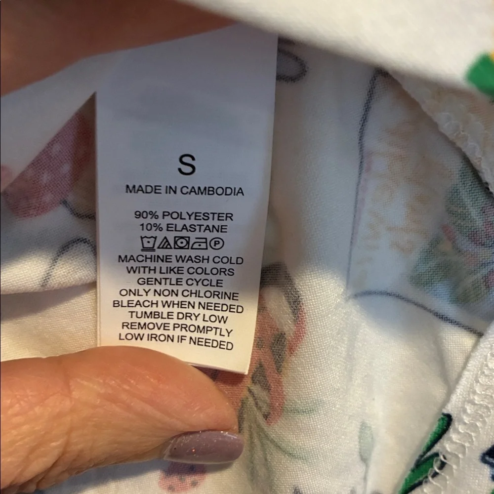 Kate Spade Pajama Set ♠️ Green Thumb Garden Design, Size Small - Picture 5 of 7